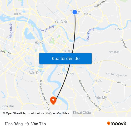 Đình Bảng to Vân Tảo map