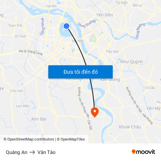 Quảng An to Vân Tảo map