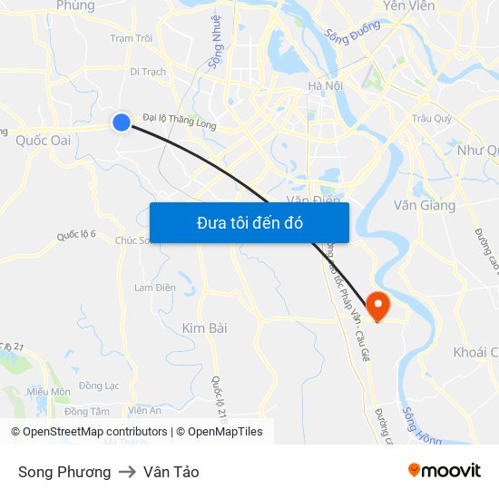 Song Phương to Vân Tảo map