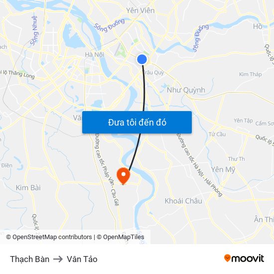 Thạch Bàn to Vân Tảo map