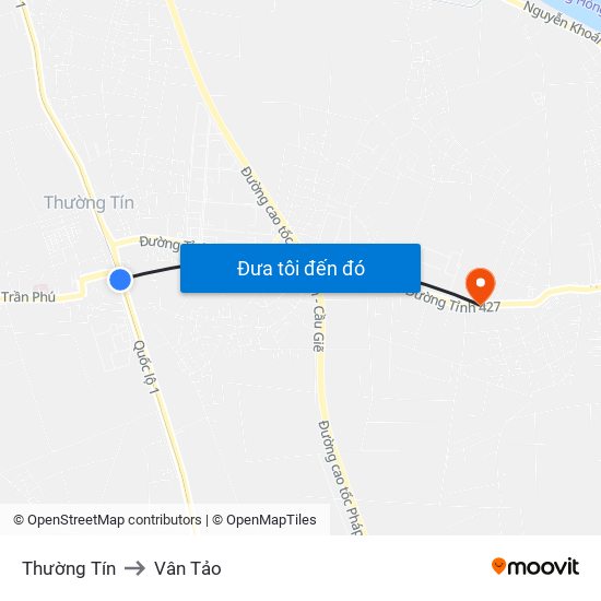 Thường Tín to Vân Tảo map