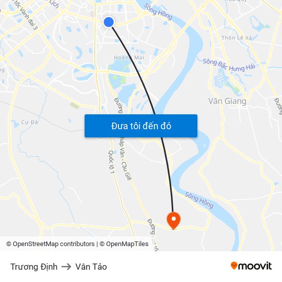 Trương Định to Vân Tảo map