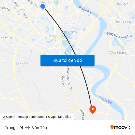 Trung Liệt to Vân Tảo map