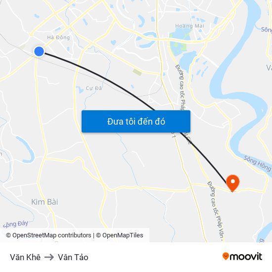 Văn Khê to Vân Tảo map