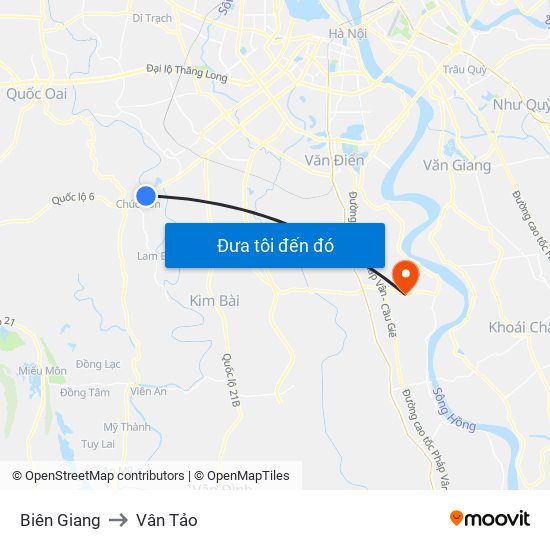 Biên Giang to Vân Tảo map