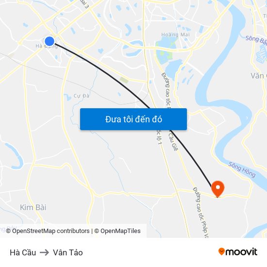 Hà Cầu to Vân Tảo map