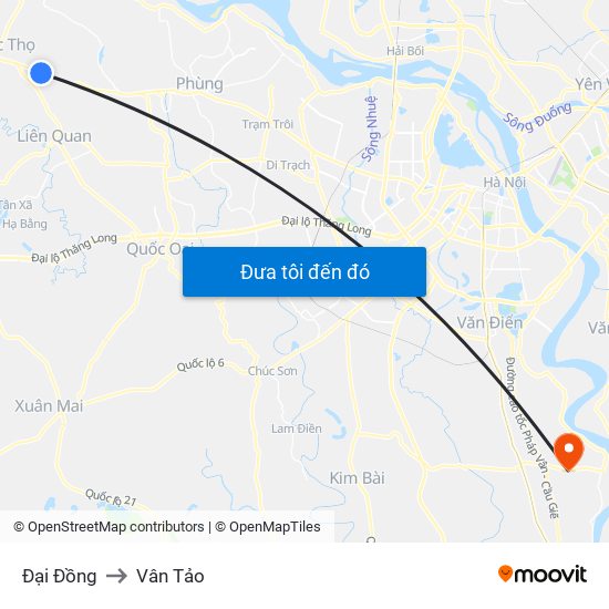 Đại Đồng to Vân Tảo map