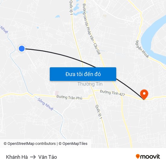 Khánh Hà to Vân Tảo map