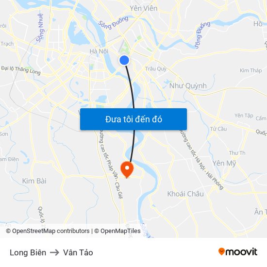 Long Biên to Vân Tảo map