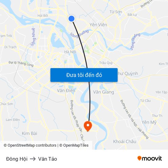 Đông Hội to Vân Tảo map