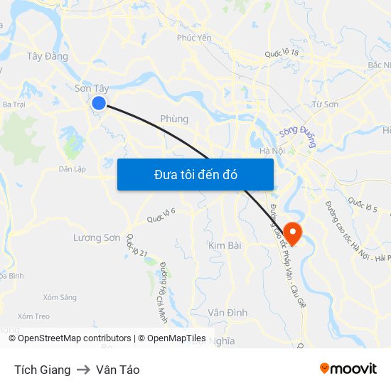 Tích Giang to Vân Tảo map