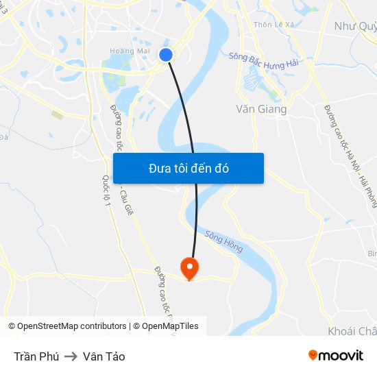 Trần Phú to Vân Tảo map