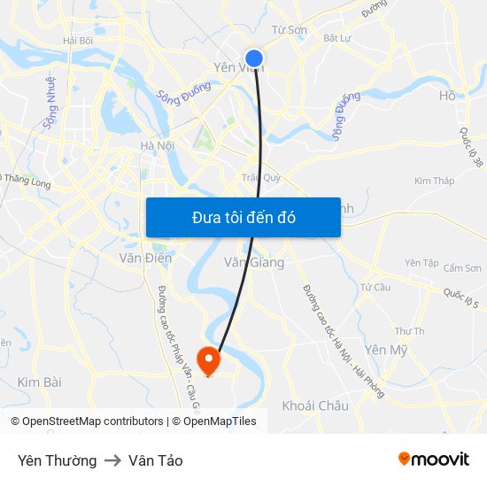 Yên Thường to Vân Tảo map