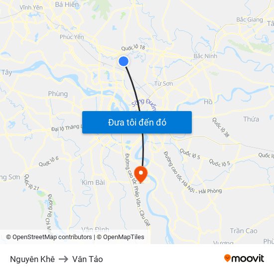 Nguyên Khê to Vân Tảo map