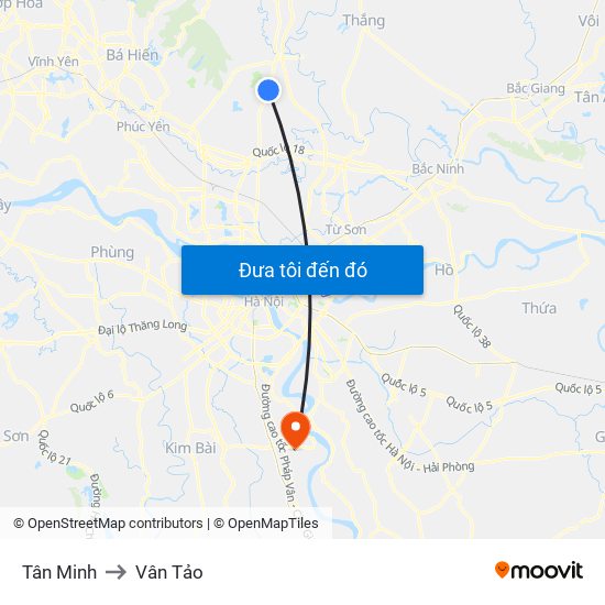 Tân Minh to Vân Tảo map