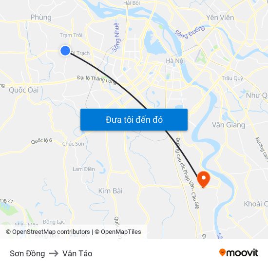 Sơn Đồng to Vân Tảo map