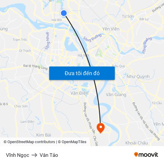 Vĩnh Ngọc to Vân Tảo map