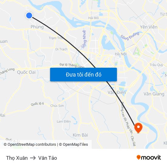 Thọ Xuân to Vân Tảo map