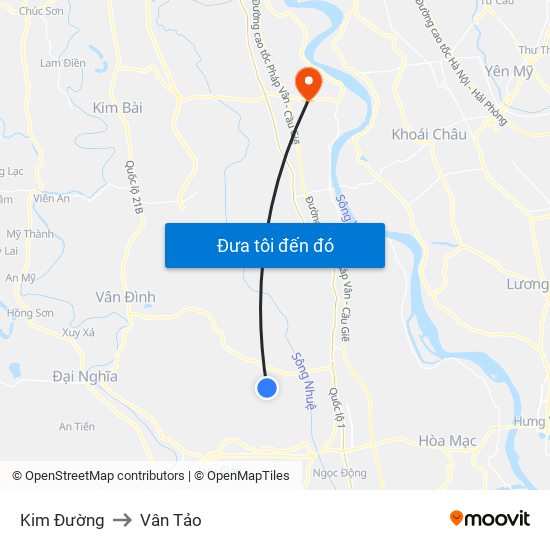 Kim Đường to Vân Tảo map