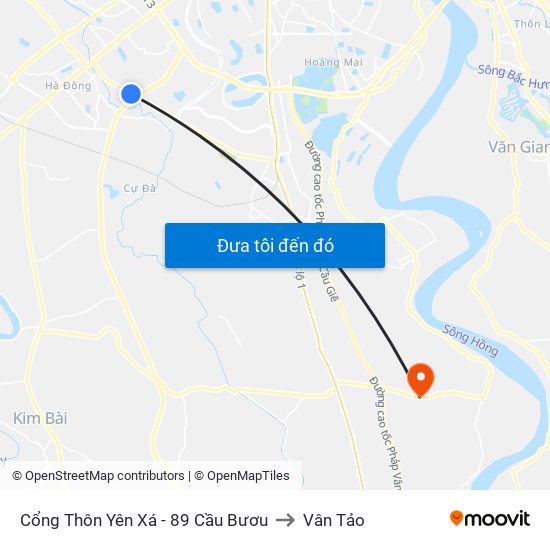 Cổng Thôn Yên Xá - 89 Cầu Bươu to Vân Tảo map