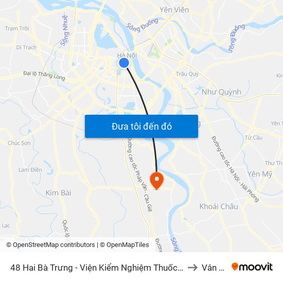 48 Hai Bà Trưng - Viện Kiểm Nghiệm Thuốc Trung Ương to Vân Tảo map