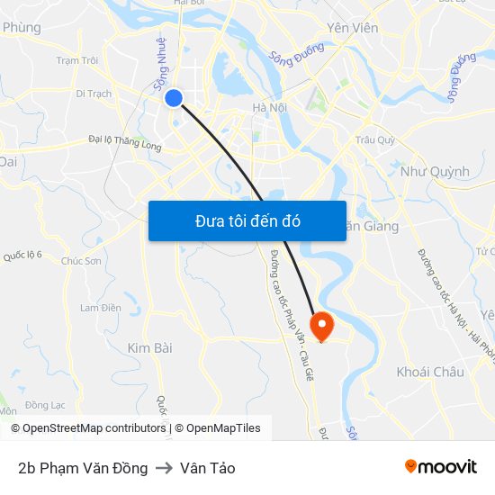 2b Phạm Văn Đồng to Vân Tảo map