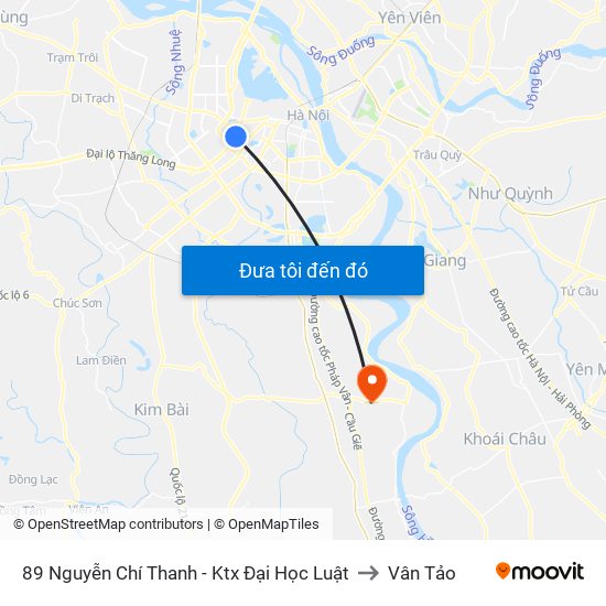 89 Nguyễn Chí Thanh - Ktx Đại Học Luật to Vân Tảo map