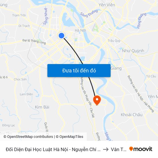 Đối Diện Đại Học Luật Hà Nội - Nguyễn Chí Thanh to Vân Tảo map