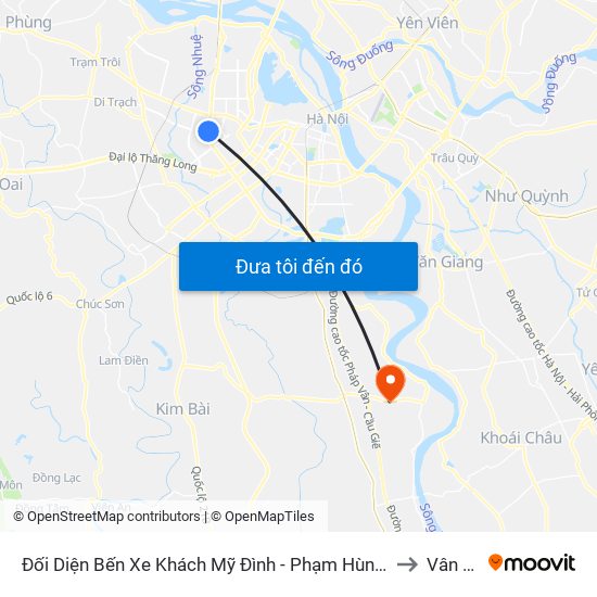 Đối Diện Bến Xe Khách Mỹ Đình - Phạm Hùng (Cột Trước) to Vân Tảo map