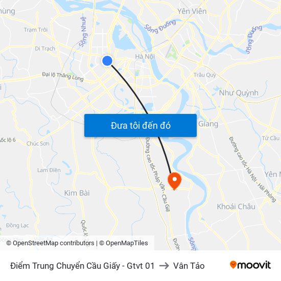 Điểm Trung Chuyển Cầu Giấy - Gtvt 01 to Vân Tảo map