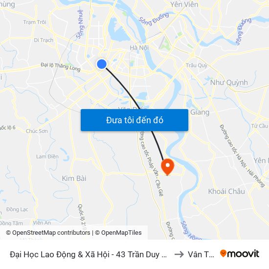 Đại Học Lao Động & Xã Hội - 43 Trần Duy Hưng to Vân Tảo map