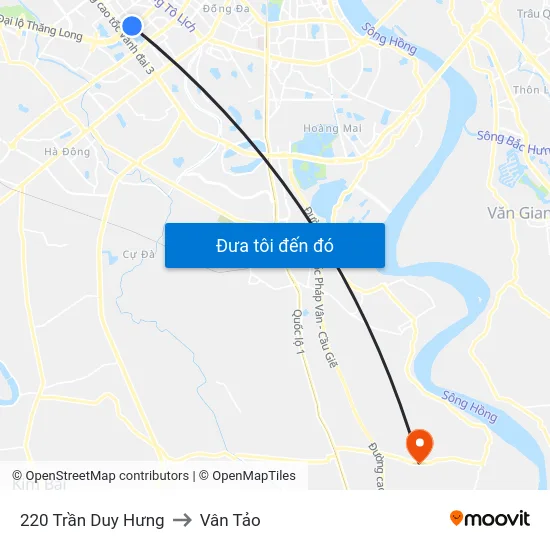 220 Trần Duy Hưng to Vân Tảo map