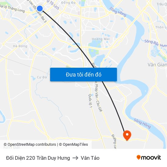 Đối Diện 220 Trần Duy Hưng to Vân Tảo map