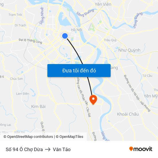 Số 94 Ô Chợ Dừa to Vân Tảo map