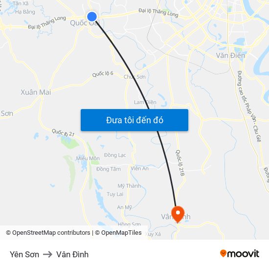 Yên Sơn to Vân Đình map
