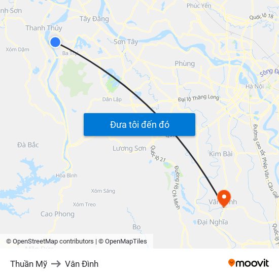 Thuần Mỹ to Vân Đình map