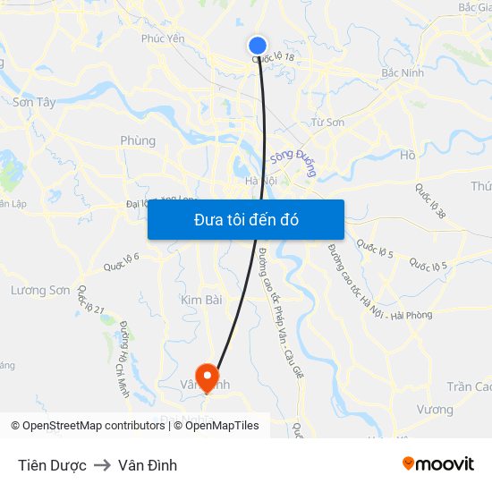 Tiên Dược to Vân Đình map