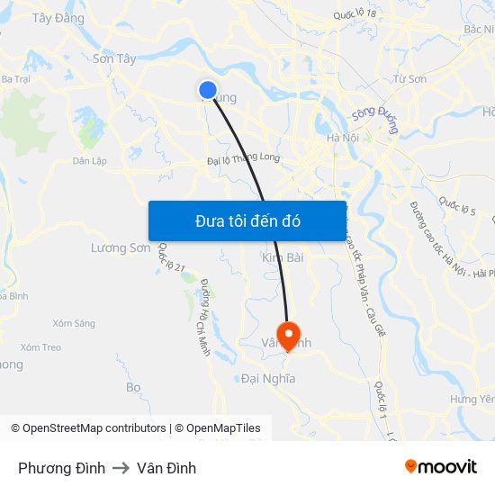 Phương Đình to Vân Đình map