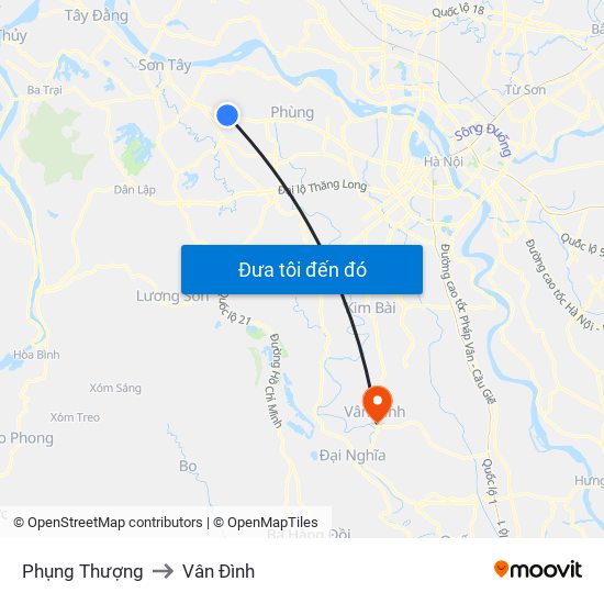 Phụng Thượng to Vân Đình map