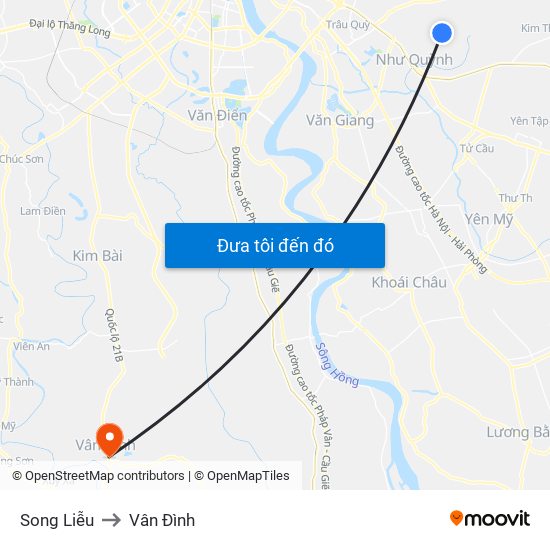 Song Liễu to Vân Đình map