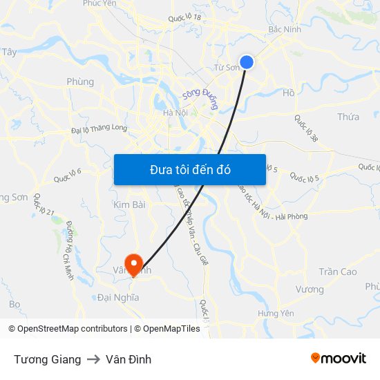 Tương Giang to Vân Đình map