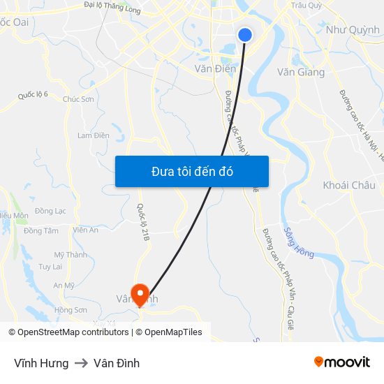 Vĩnh Hưng to Vân Đình map