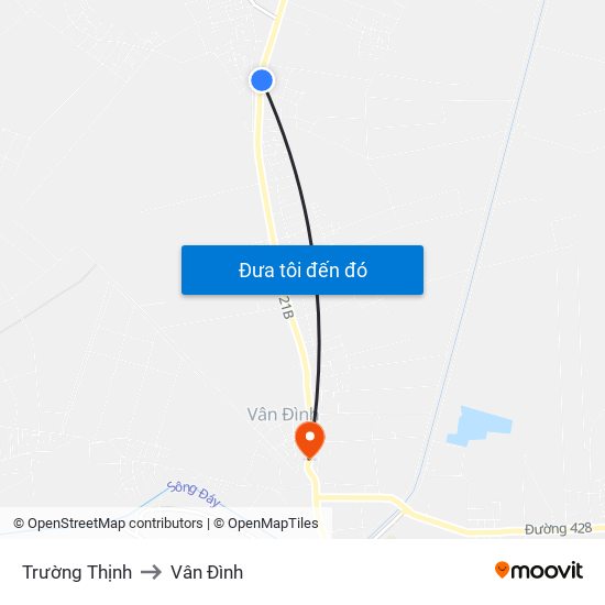 Trường Thịnh to Vân Đình map