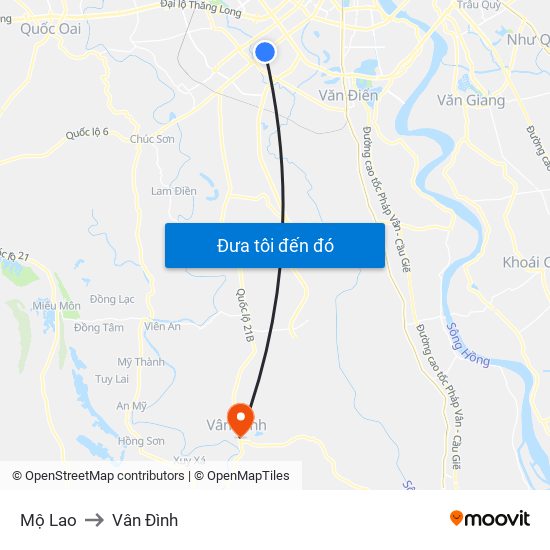 Mộ Lao to Vân Đình map