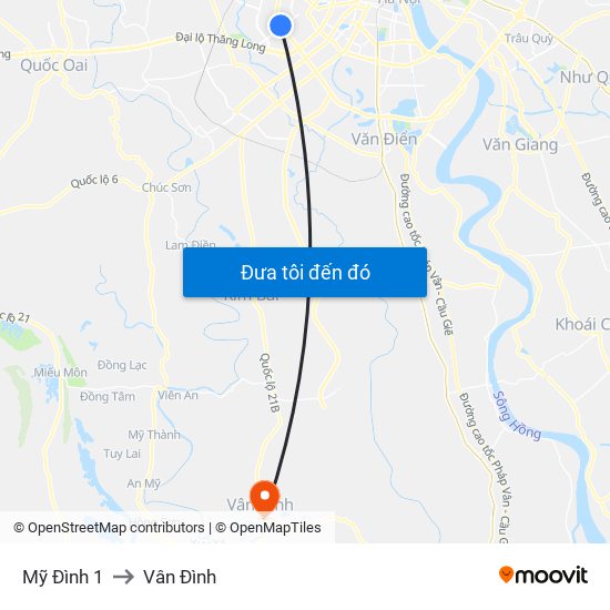 Mỹ Đình 1 to Vân Đình map