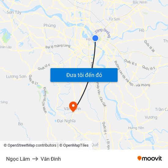 Ngọc Lâm to Vân Đình map