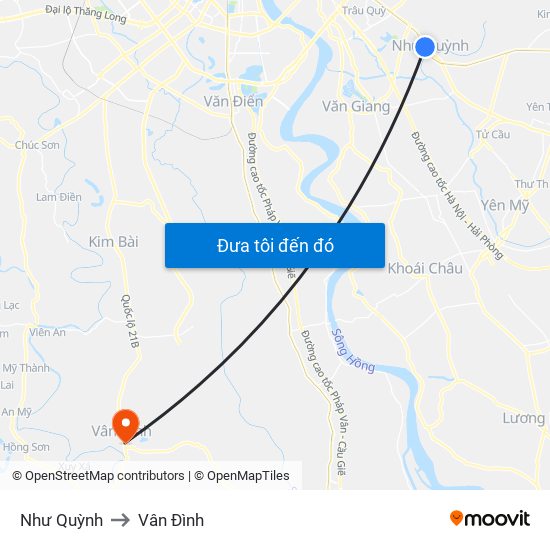 Như Quỳnh to Vân Đình map