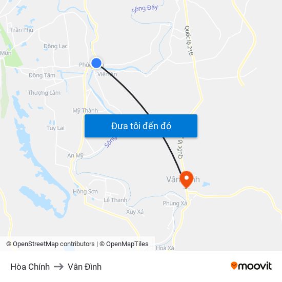 Hòa Chính to Vân Đình map