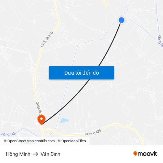 Hồng Minh to Vân Đình map