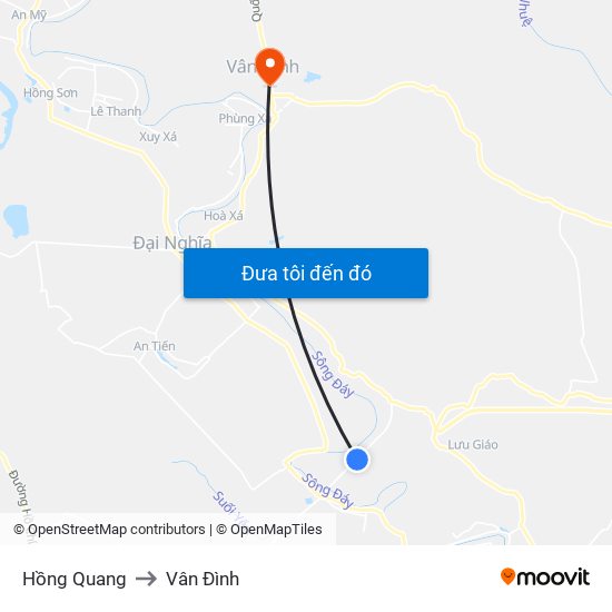 Hồng Quang to Vân Đình map